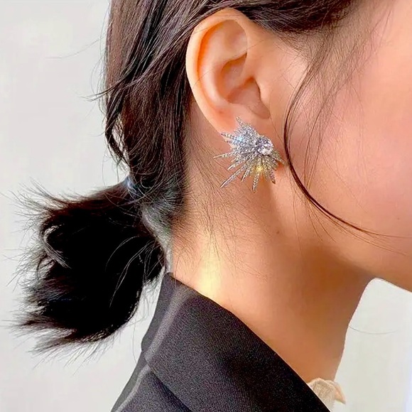 ✨ Stunning Zircon Winged Stud Earrings - Picture 2 of 10